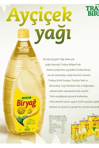 Trakya Birlik Doğal Ve Katkısız Ayçiçek Yağı 5 L X 2 Adet Yemeklik Ve Kızartmalık Kullanıma Uygun