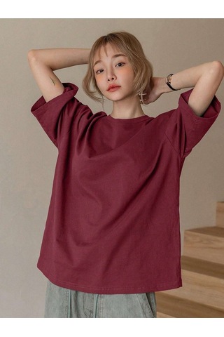 Flood Of Style Kadın Bordo Fructification Baskılı Oversize T-shirt