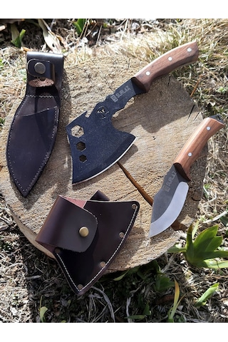 Kamp Balta Bıçak Seti 2 Parça Bıçak Kılıflı Outdoor Bıçak Deri Kılıf