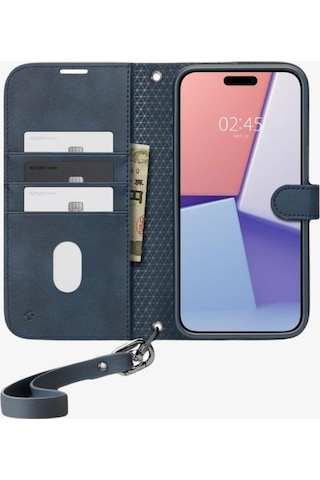 Spigen Apple Uyumlu iPhone 15 Pro İle Kılıf Wallet S Pro Navy
