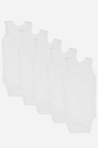 Arma Yıldız %100 Organik Pamuklu Beyaz Bebek Atlet Çıtçıtlı Zıbın Body 5'li Paket Beyaz