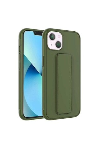Apple Uyumlu iPhone 14 Plus Kılıf Zore Qstand Kapak Koyu Yeşil