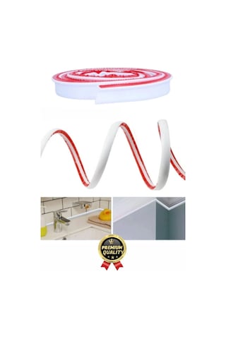 1 Adet Ultra Güçlü Dayanıklı Esnek Tezgah Mutfak Banyo Kendinden Yapışkanlı Su Bariyeri 2 Metre