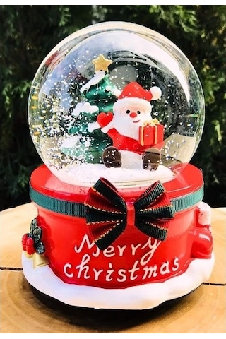 Yılbaşı Noel Baba Işıklı Müzikli Kar Küresi Yeni Yıl Noel Baba Ve Çam Ağacı Temalı Kar Küresi 13 Cm Işıklı Müzikli Dekoratif Hediye 01