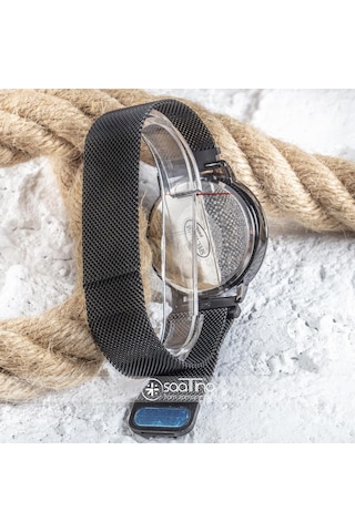 Black Watch Hasır Mıknatıslı Kordon Siyah Unisex Dokunmatik Kol Saati St-303503