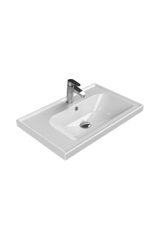 Turkuaz Cerastyle Frame Etajer Uyumlu Damlalıklı Lavabo 70 45 Cm Beyaz