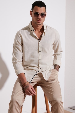 Buratti Pamuklu Regular Fit Düğmeli Yaka Erkek Gömlek Cf20S111871 Taş