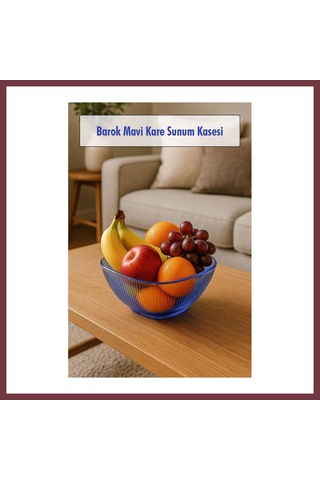 Storeşahin Barok Mavi Orta Boy Kare Kase & Sunum Kasesi - 1,5 Lt Shn0720