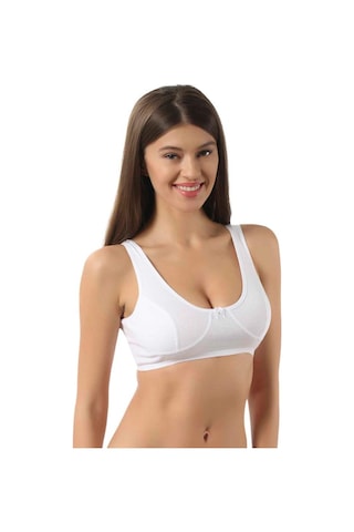 Özkan Underwear 6 Adet Özkan Bayan Pamuklu Ribana Yarım Atlet Sütyen 0564 Beyaz