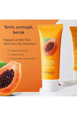 Bioaqua Papaya ve Bitki Özlü Aydınlatıcı Yüz Temizleme Jeli 100 G