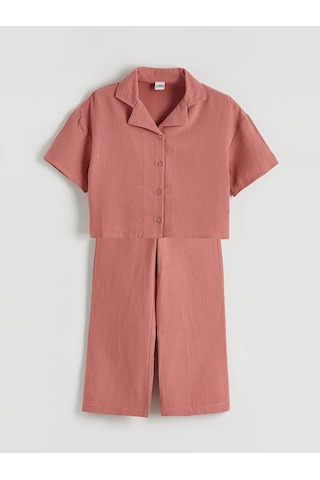 Lc Waikiki Pembe Basic Kız Çocuk Müslin Gömlek Ve Pantolon
