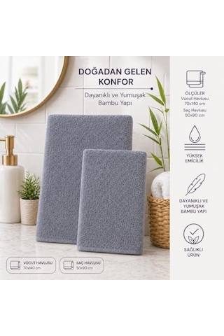 Bambu Takım, Saç Ve Vücut Havlusu 4 Renk