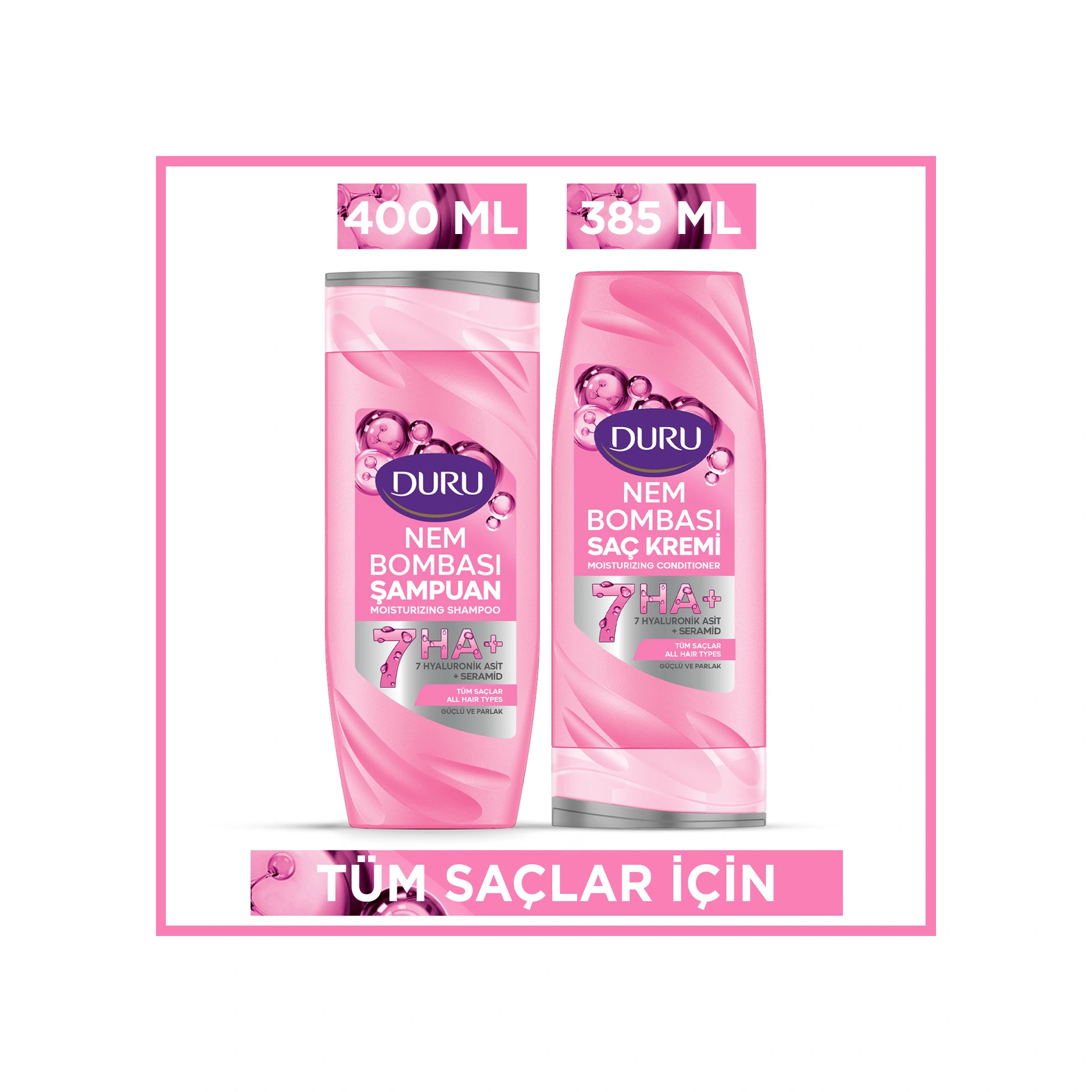 Duru Nem Bombası Tüm Saçlar İçin Şampuan 400 Ml & Saç Kremi 385 Ml
