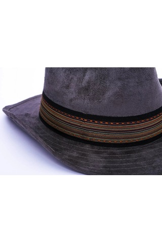 Twingold İsme Özel Süet Kovboy Fötr Şapka - Ab01007 - Gri Gri