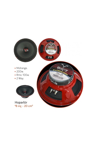 Brave Audio Hoparlör 20 Cm - 8 İnç Midrange 200w 100w Rms Br-8