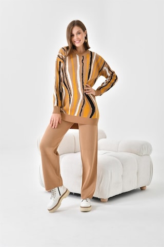 Ftz Women Kadın Zebra Desen İkili Takım Bisküvi 20503-bisküvi Kahverengi
