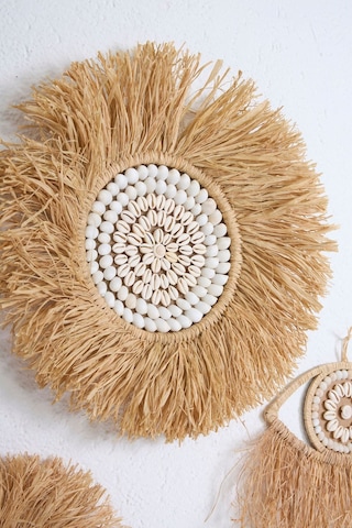 3'lü Set Rafya Deniz Kabuklu Model & Tüm Çap 30-50 Cm & Yarım Göz