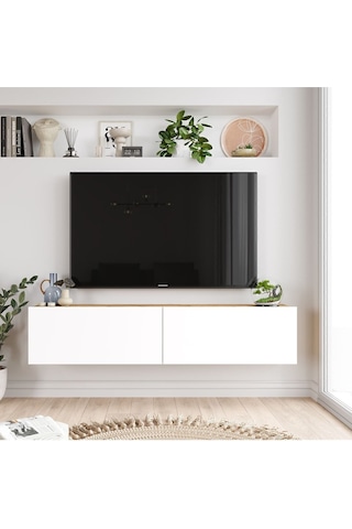 Aven Tv Ünitesi Tv Sehpası Kapaklı 140cm Çam-beyaz Ave10-aw Beyaz
