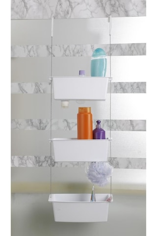 Primanova Üç Gözlü Duş Sepeti Beyaz Pratik Asılabilir Yapı N43 Çok Renkli