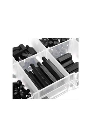 Lexroo Htf 180 Adet M3 Plastik Distans Vida Somun Seti Siyah Aralıyıcı Stand Off 8 Çeşit Şeffaf 10mm