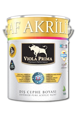 Viola Prima Saf Akrilik Parlak Dış Cephe Boyası - Siyah - 13.5 L