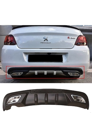Peugeot 301 Difüzör Difizör Siyah + Kare Egzoz Görünüm C Tip