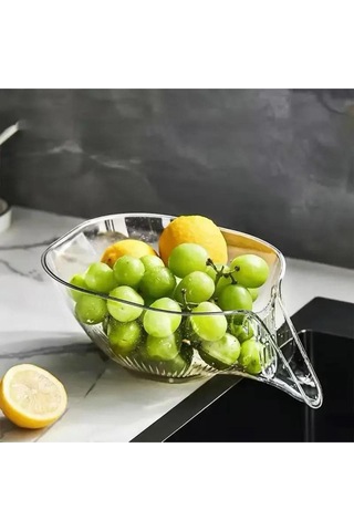 2 Adet Pratik Mutfak Süzgeci Meyve Sebze Yıkama Süzme Süzgeci Şeffaf