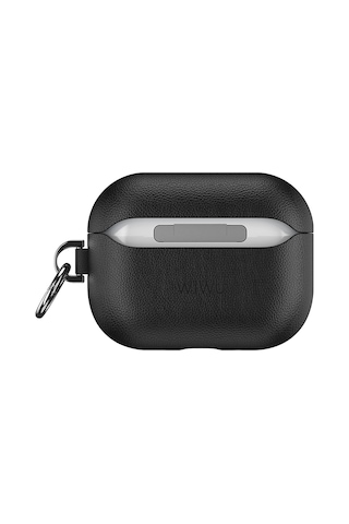 Apple Uyumlu AirPods Pro 3 Wiwu Hc-201 Parmak İzi Bırakmayan Deri Kılıf Siyah Siyah