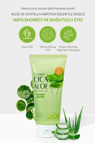 Missha %95 Cica Aloe Kompleksi İçeren Nemlendirici Jel Premium Cica Aloe Soothing Gel 300 ML