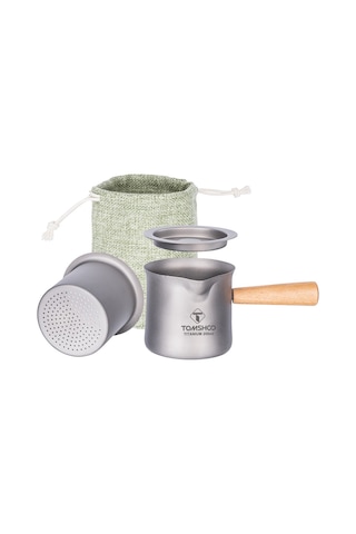 Tomshoo Titanyum Çay Kupa Çay Süzgeçli Açık Kamp Titanyum Y28369 Gümüş
