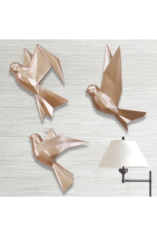 Mouette 3'lü Dekoratif Kuş Vizon