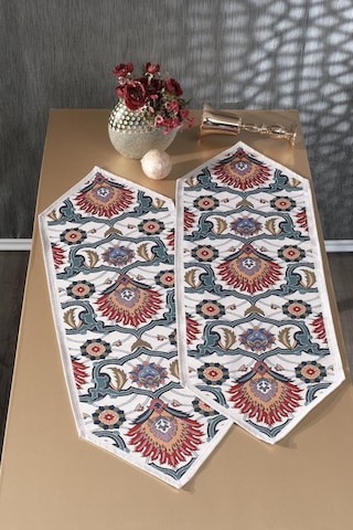 Çeyiz Diyarı Ebruli 2li Lüks Runner 45x140 Cm Çok Renkli