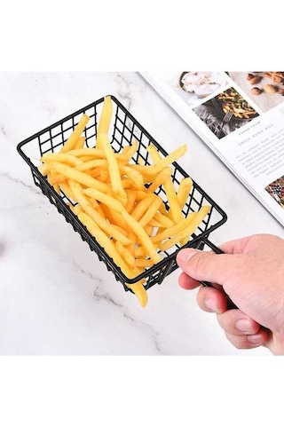 Pazly Yemek Süzgeçleri Sepet Kızarmış Gıda Filtre Sepeti Mutfak Pişirme Aracı Kızartma Durulama Çok Renkli Siyah 8x5.4x16.2cm Demir Çok Renkli