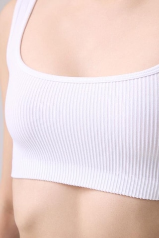 Cottonhill Premium - Kadın Beyaz Seamless Kare Yaka Crop Top Büstiyer Beyaz