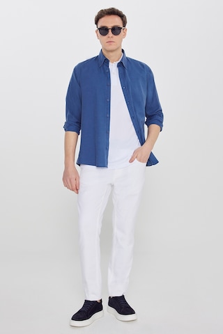 AC&Co / Altınyıldız Classics Erkek Beyaz Pamuk Standart Fit Normal Kesim Polo Yaka Tişört S