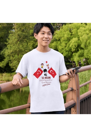 Alpşan Ticaret 23 Nisan Çocuk Bayramı Baskılı Çocuk Tişört 23 Nisan T-shirt 49 Beyaz