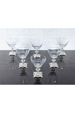 Paşabahçe Serisi Infınıty Kase & Magnolıa Kase & Dondurmalık & Şekerlik Kare Gümüş Döküm Ayaklı Naturel