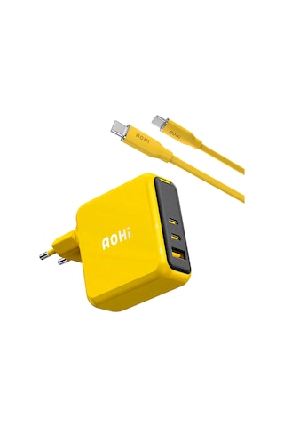 Aohi Magcube 140w 3 Portlu Şarj Adaptörü, 140w 1m Pd 3.1 480mbps Süper Hızlı Şarj/data Kablosu Seti