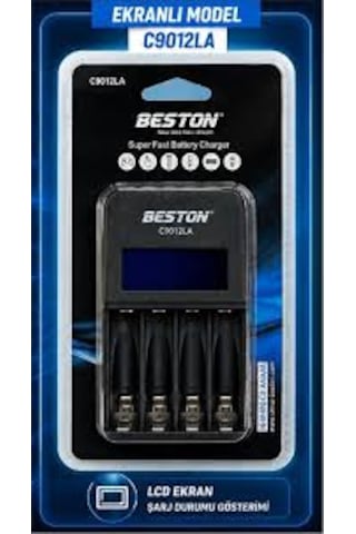 Beston C9012la 4'lü Aa/aaa Pil Şarj Aleti Dijital Ekranlı Süper Hızlı Şarj Cihazı