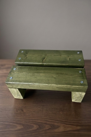 Nest Woodtr Doğal Ahşap Tek Katlı Basamak Tabure Yükseltici 30x25x15cm 1adet Yeşil