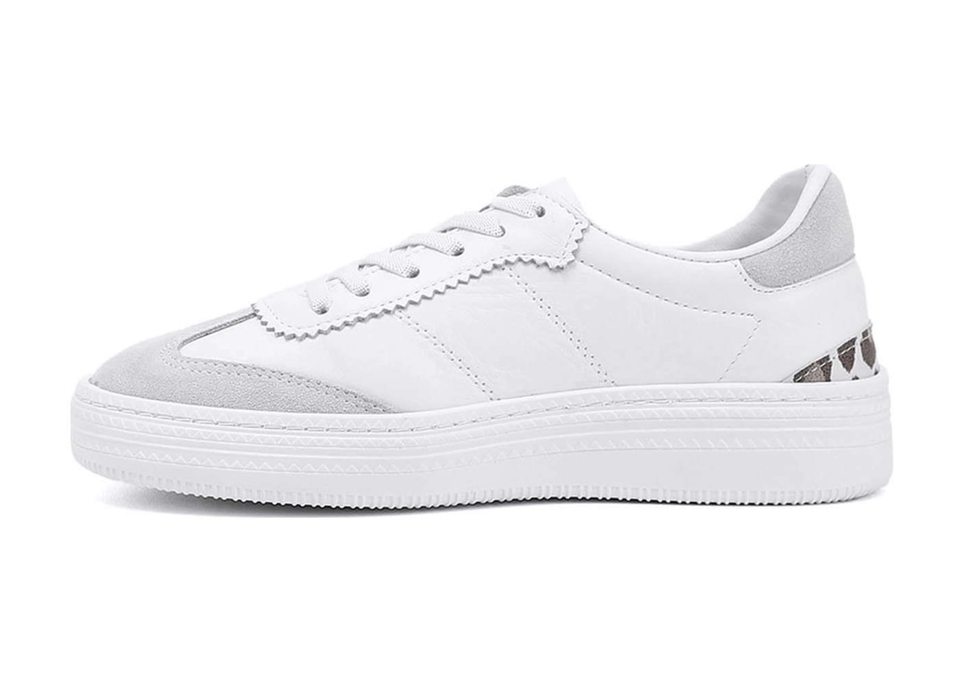 Gönderi(R) Gönderi R Kadın Beyaz Lastik Bağcıklı Dolgu Taban Hakiki Deri Sneaker Ddza83742855 Beyaz