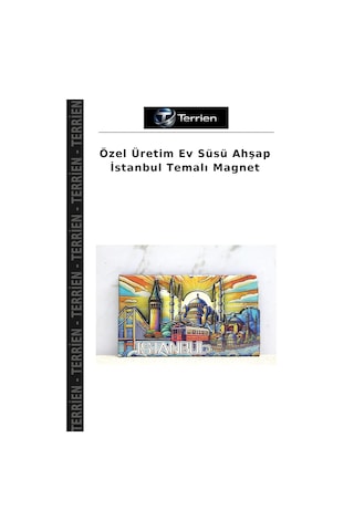Özel Üretim Ev Süsü Ahşap İstanbul Temalı Magnet Çok Renkli