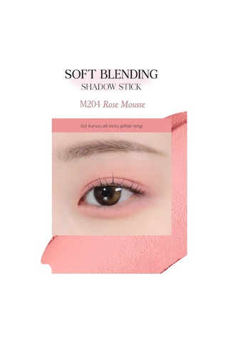 Kremsi, Kolayca Uygulanan Ve Sabitlenen Fırçalı Kalem Far Soft Blending Shadow Stick M204 Rose Mousse