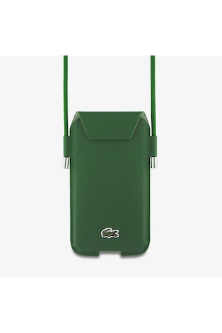 Lacoste Lisanslı Çapraz Vücut Askılı Pu Pike Desenli 6.7 İnç'e Kadar Universal Kılıf Yeşil