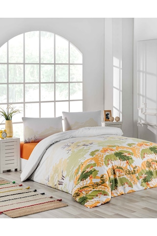 Tabu Home %100 Pamuklu Spring Çift Kişilik Nevresim Seti Beyaz - Toprak