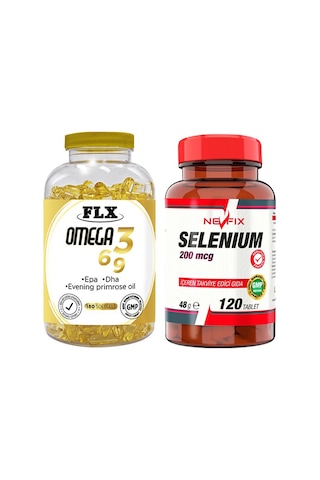 Flx Omega 3-6-9 Balık Yağı 180 Softgel & Nevfix Selenyum 200 Mcg