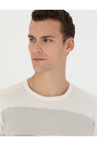 Pierre Cardin Erkek Ekru Triko Kazak 50278105-vr019 Ekru