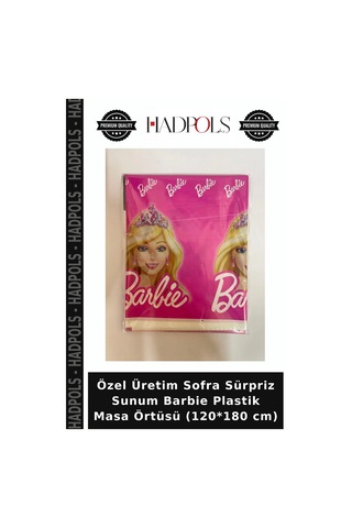 Özel Üretim Sofra Sürpriz Sunum Barbie Plastik Masa Örtüsü 120 180 Cm Çok Renkli