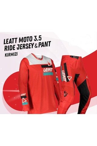 Leatt Moto 3.5 Ride Jersey Pantolon Takım Kırmızı