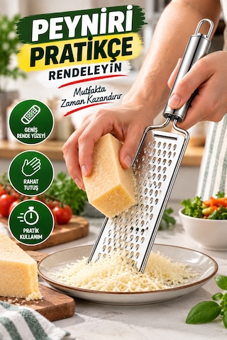 Paslanmaz Çelik El Rendesi Peynir Sebze Çikolata Limon Zencefil Rendesi Askılı Mutfak Gereci El Tipi Gümüş